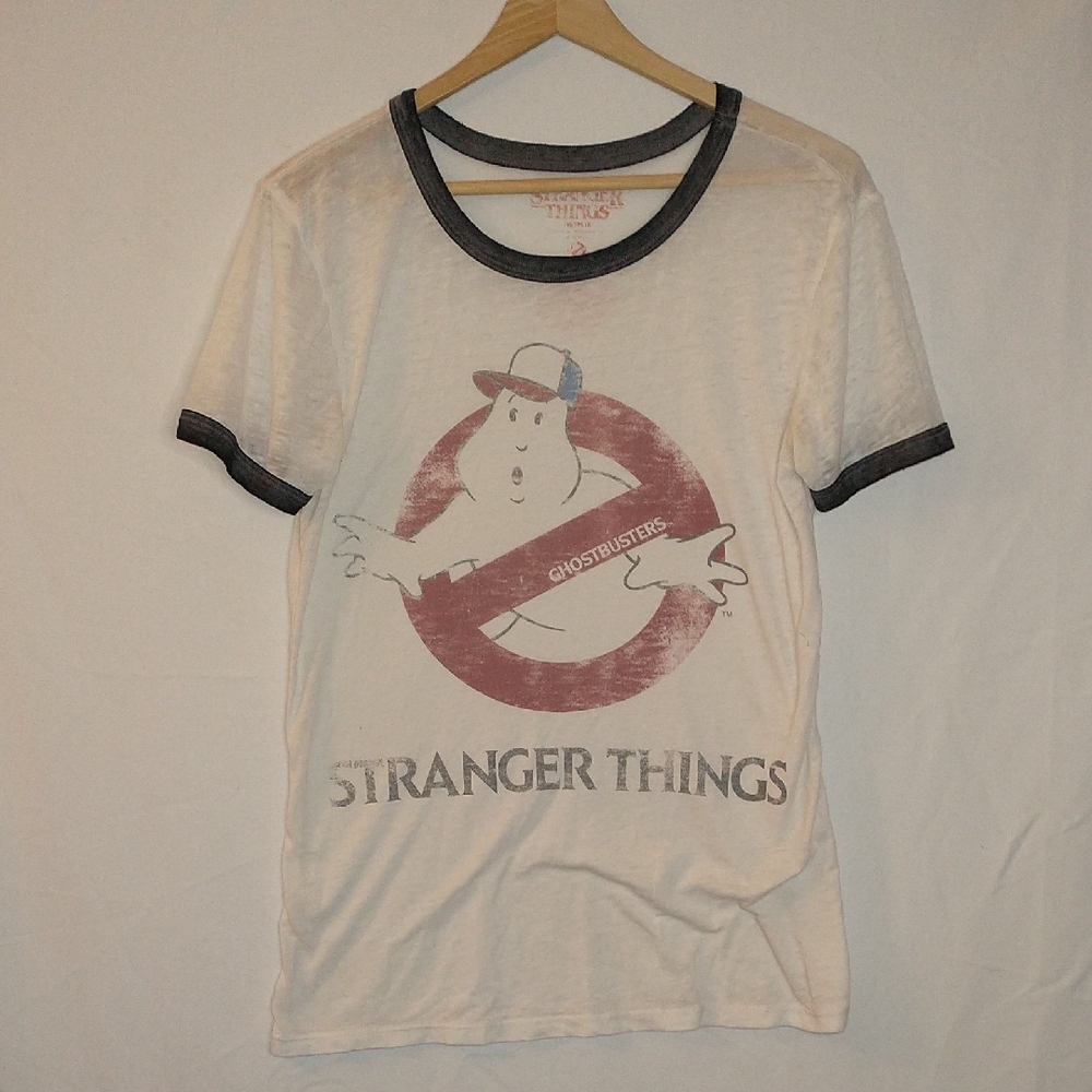 Stranger Things x Ghostbusters White Ringer Tee